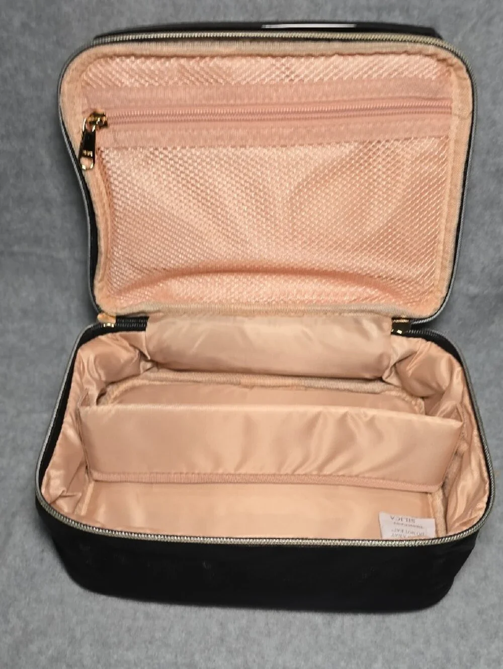 Black and Clear Travel Cosmetic Bag Set with Gold Zippers